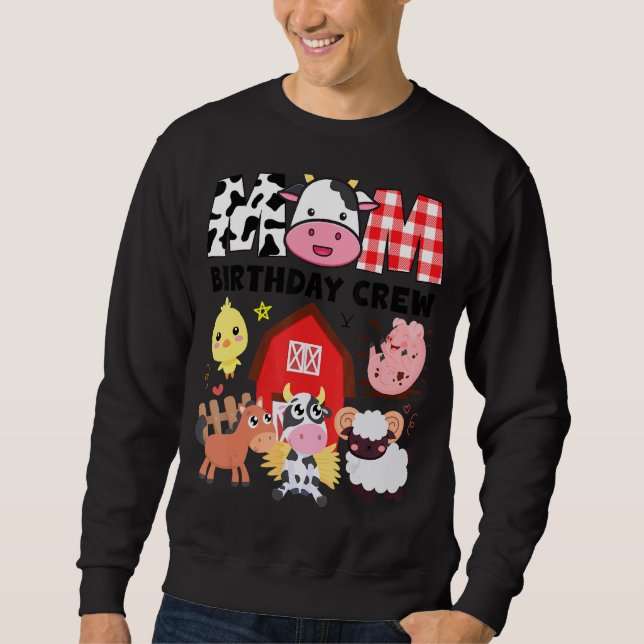Sudadera Cow Mom Birthday Crew Farm Tema Animales Niños Bir (Anverso)