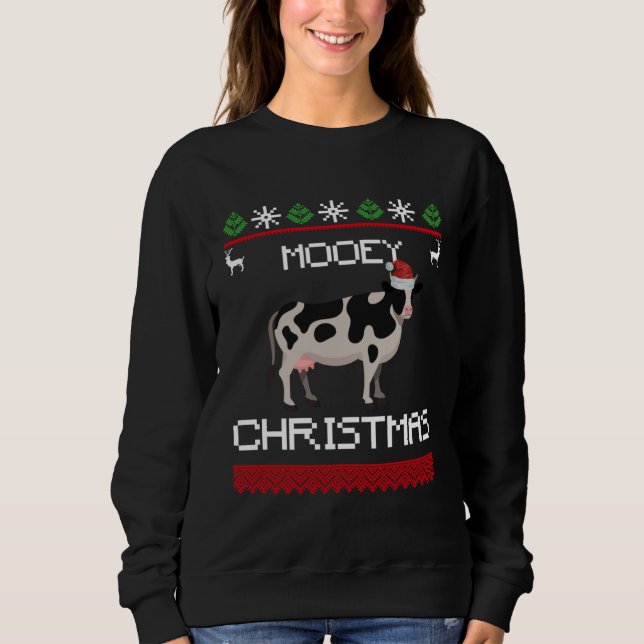 Sudadera Cow  Mooey Christmas  Cow With Santa Hat (Anverso)