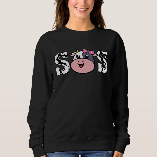 Sudadera Cow Sis Farmer Animal  Cute Cow Pattern Sister (Anverso)
