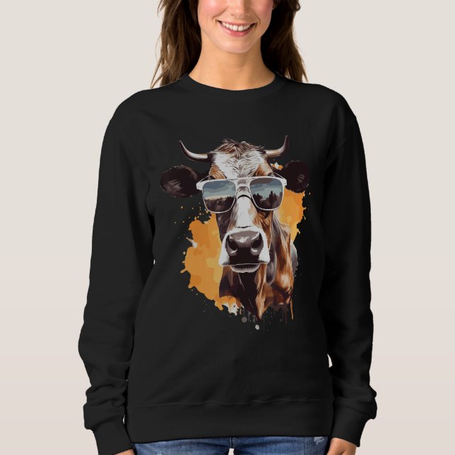 Sudadera Cow With Sunglasses Farmer 1 (Anverso)