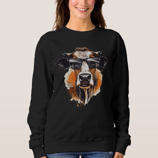 Sudadera Cow With Sunglasses Farmer 2 (Anverso)