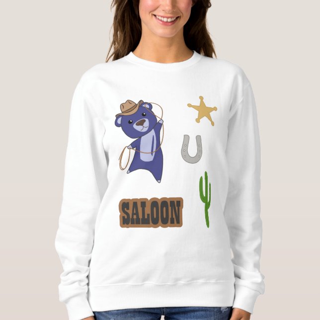 Sudadera Cowboy Blue Cute Bear Saloon Western (Anverso)