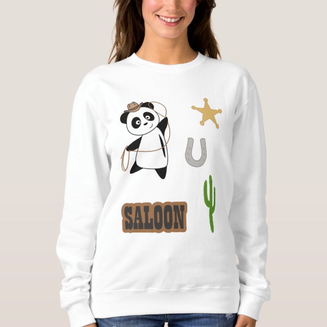 Sudadera Cowboy Panda Bear Saloon Western Country (Anverso)