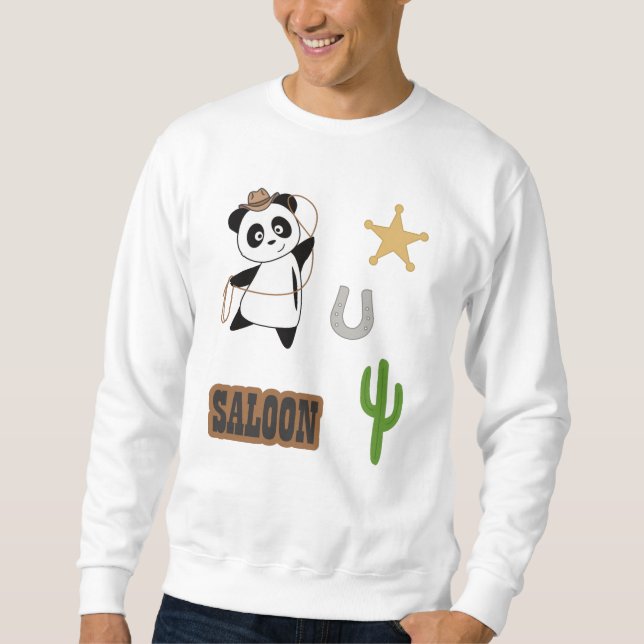 Sudadera Cowboy Panda Bear Saloon Western Country (Anverso)