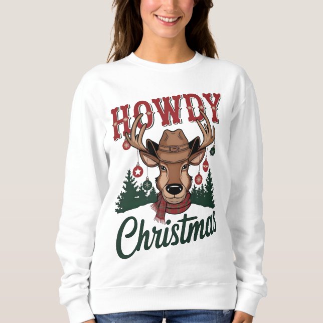 Sudadera Cowboy Santa Western Christmas Rodeo PNG Design (Anverso)