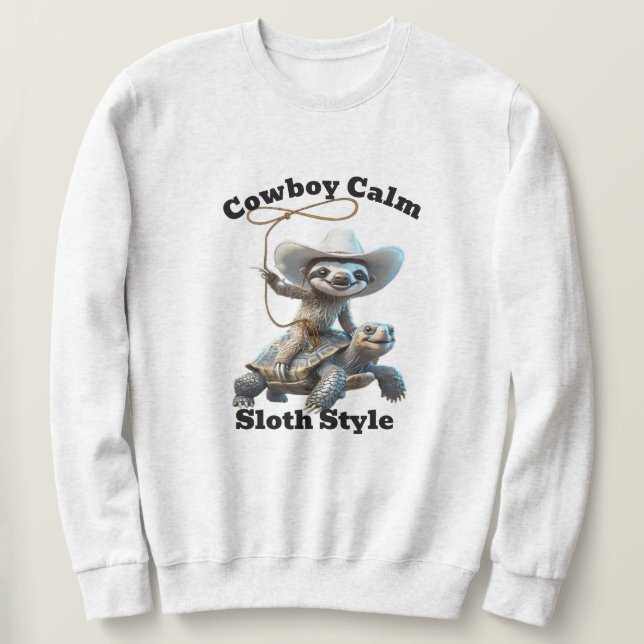 Sudadera Cowboy Sloth Wrangler Sweats - Relaxed Lifestyle (Anverso del diseño)