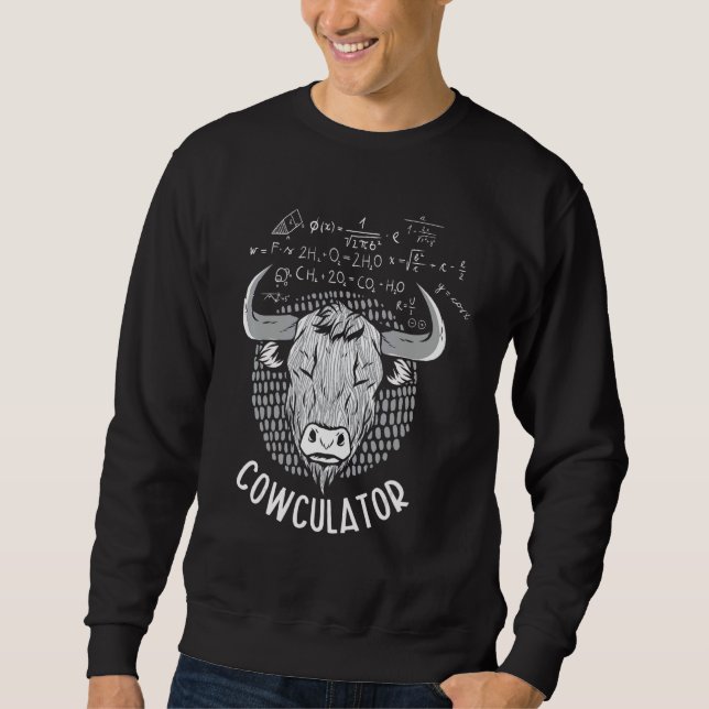 Sudadera Cowculator Highland Cow Farmer Grass Puppy Math (Anverso)