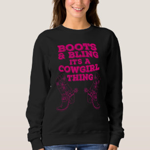 Sudadera Cowgirl Boots Bling Women Cuece Love Country Life