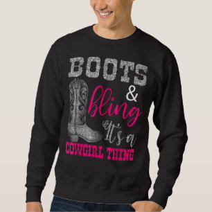 Sudadera Cowgirl Boots Bling Women Cuece Love Country Life