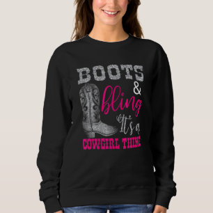 Sudadera Cowgirl Boots Bling Women Cuece Love Country Life