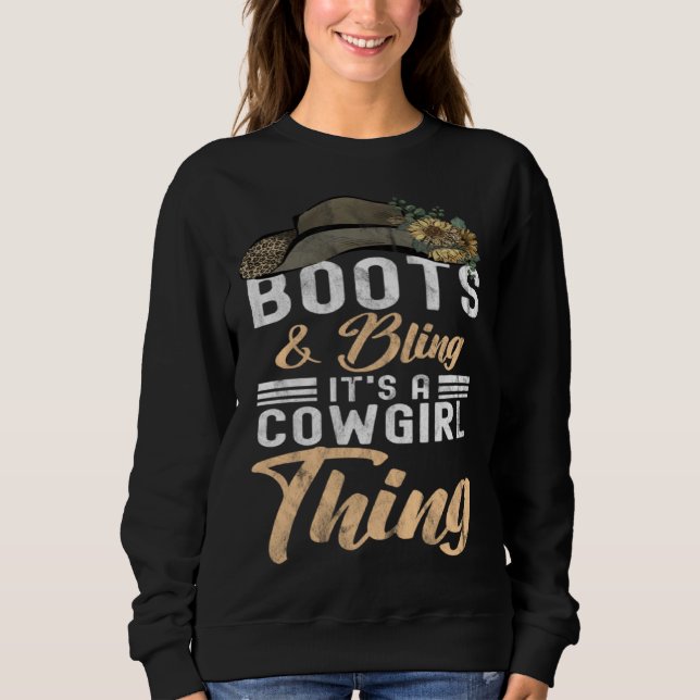 Sudadera Cowgirl Boots Bling Women Cute Love Country Life   (Anverso)