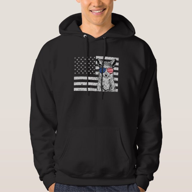 Sudadera Coyote 4th of July Animal US American Flag Wolf Pa (Anverso)