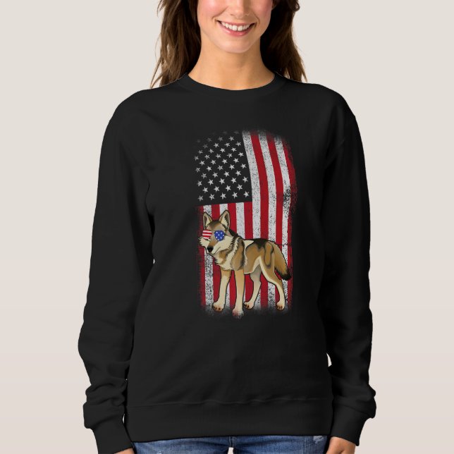 Sudadera Coyote Bandera Americana Niños Chicas Hombres Cuar (Anverso)