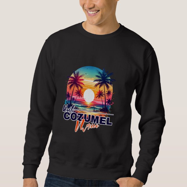 Sudadera Cozumel México Sunset Beach Palm Tree Trip Souveni (Anverso)