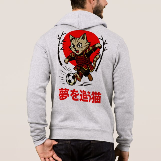Sudadera Cozy Anime Samurai Cat Soccer - For Japanese Cultu (Reverso)