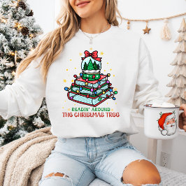 Sudadera Cozy Book Lover Readin' Around the Christmas Tree