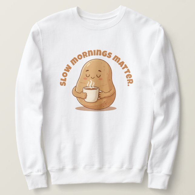 Sudadera Cozy Brown Cartoon Potato Warm Mug Morning Art (Anverso del diseño)