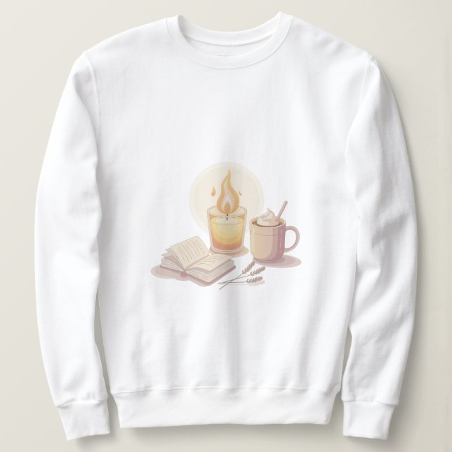 Sudadera Cozy Candle and Hot Chocolate Illustration (Anverso del diseño)