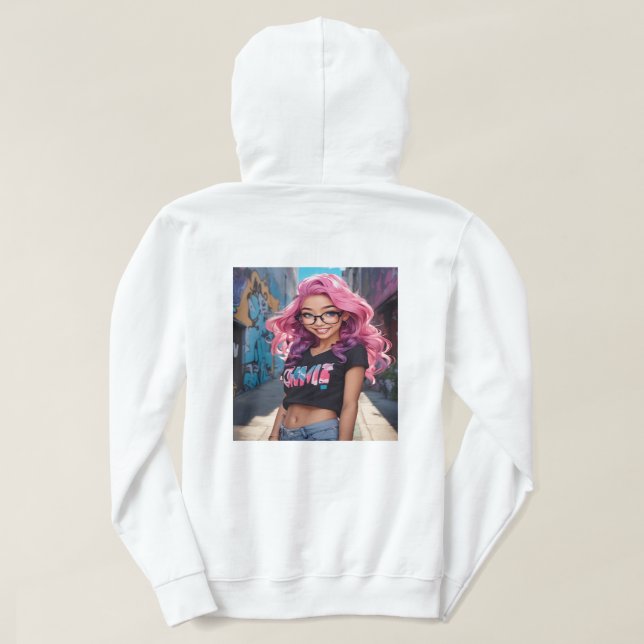 Sudadera "Cozy Couture: estilosas marionetas de mujeres" (Reverso del diseño)