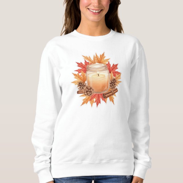 Sudadera Cozy Fall Candle with Maple Leaves | Autumn Design (Anverso)