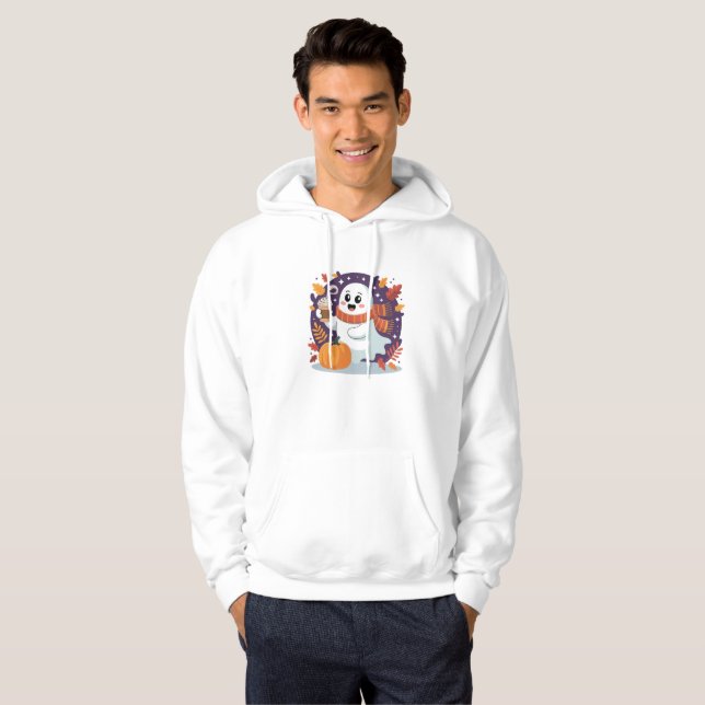 Sudadera Cozy Ghost with Pumpkin Latte – Fall Halloween (Anverso completo)