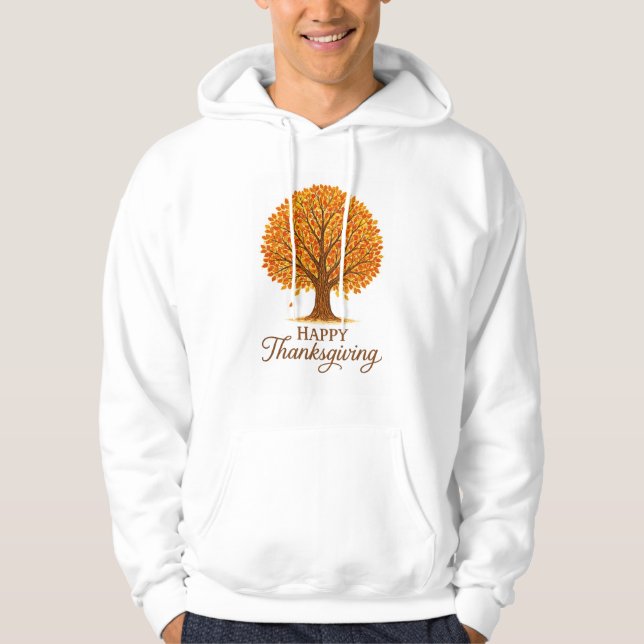 Sudadera Cozy Happy Thanksgiving Autumn Tree  (Anverso)