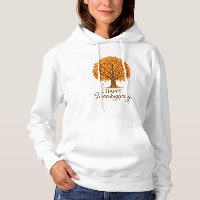 Sudadera Cozy Happy Thanksgiving Autumn Tree  (Anverso)
