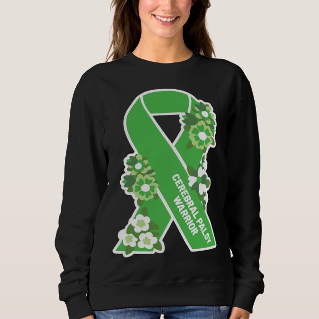 Sudadera CP Green Ribbon and Flowers Women s Cerebral Palsy (Anverso)