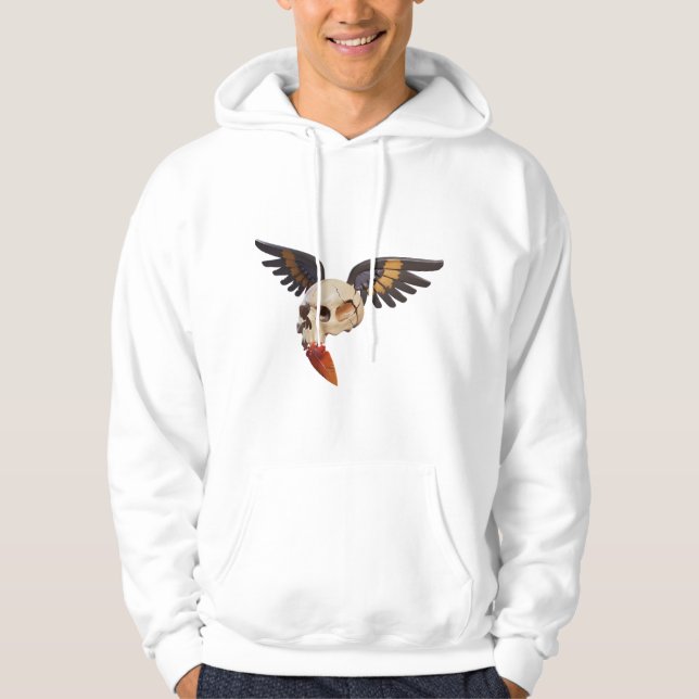 Sudadera Cracked Skull with Wings and Feather (Anverso)