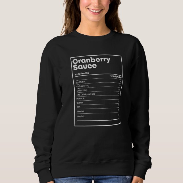 Sudadera Cranberry Sauce Nutrition  Thanksgiving Christmas  (Anverso)
