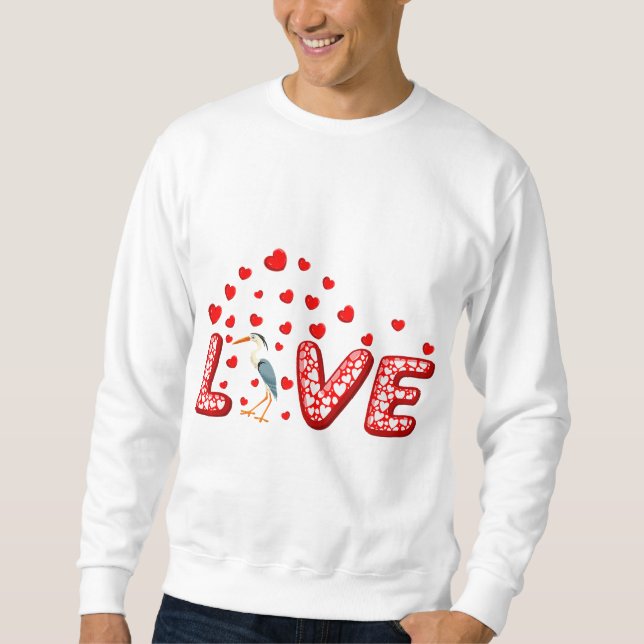 Sudadera Crane Bird Lover Funny Hearts Love Crane Valentine (Anverso)