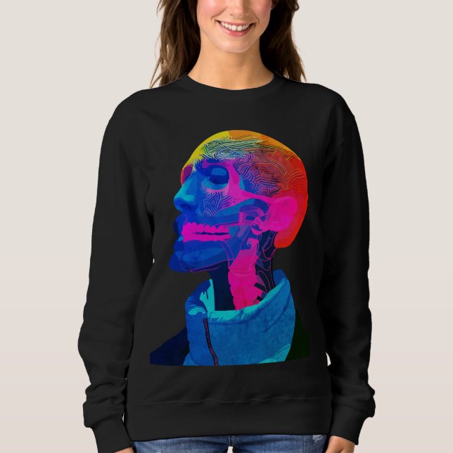 Sudadera Cráneo Cibernético – Arte de Anatomía Futurista (Anverso)