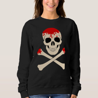 Sudadera cráneo cruzado de halloween esqueleto sangriento