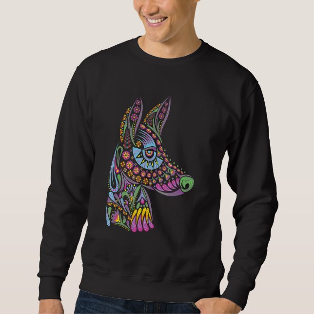 Sudadera Cráneo de azúcar de perro Dia De Los Muertos Cute  (Anverso)