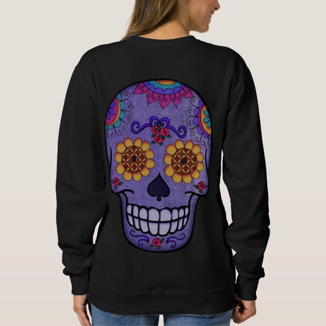 Sudadera Cráneo de azúcar morado | Día de los Muertos (Reverso)