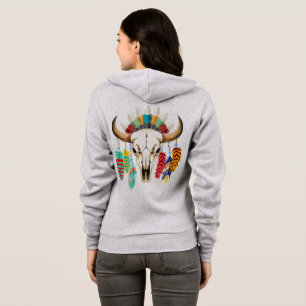 Sudadera Cráneo de Búfalo Emblema Nativo Americano