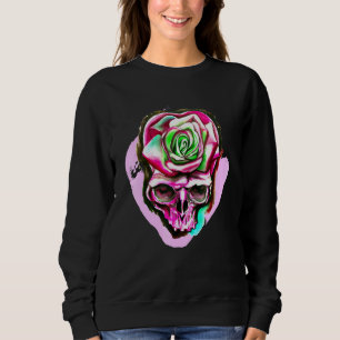 Sudadera Cráneo De Halloween Rosa Con Rosas De Patinaje Col