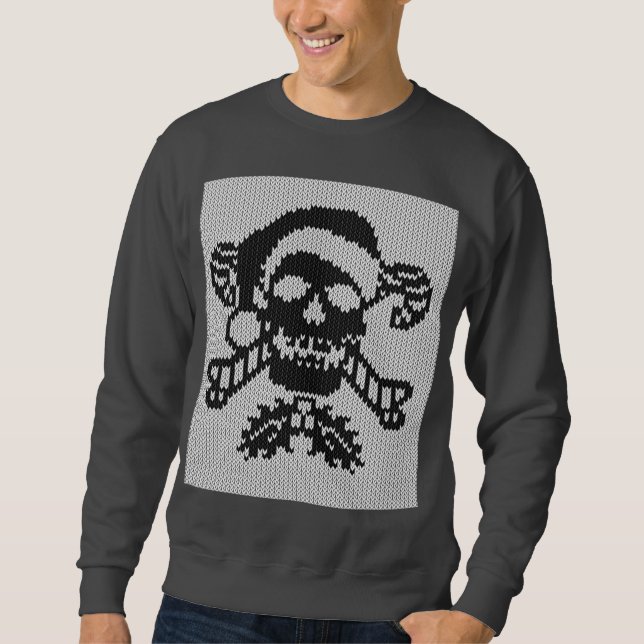 Sudadera Cráneo de la bandera pirata de Santa en estilo feo (Anverso)
