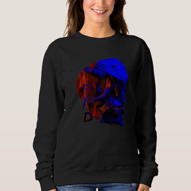 Sudadera Cráneo de Metamorfosis Glitch Azul (Anverso)