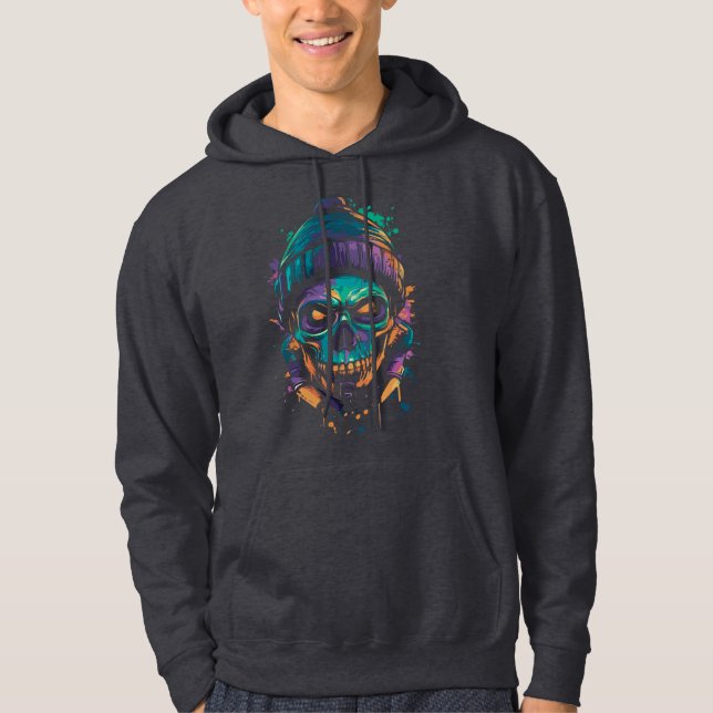 Sudadera Cráneo de neón: Resplandor de grafitis (Anverso)