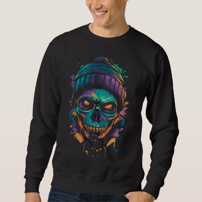Sudadera Cráneo de neón: Resplandor de grafitis (Anverso)