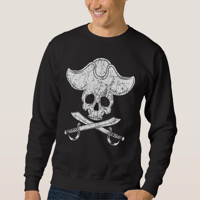 Sudadera Cráneo de Pirata Angustiado Tesoro de Tripulación  (Anverso)
