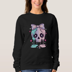 Sudadera Cráneo derretido Kawaii con lazo Gótico lindo dibu