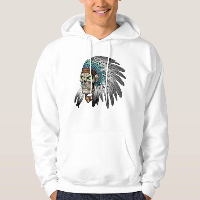 Sudadera Cráneo gótico tribal indio del nativo americano (Anverso)