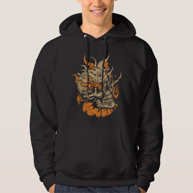 Sudadera Cráneo Ígneo: Llamas de Rebelión (Anverso)