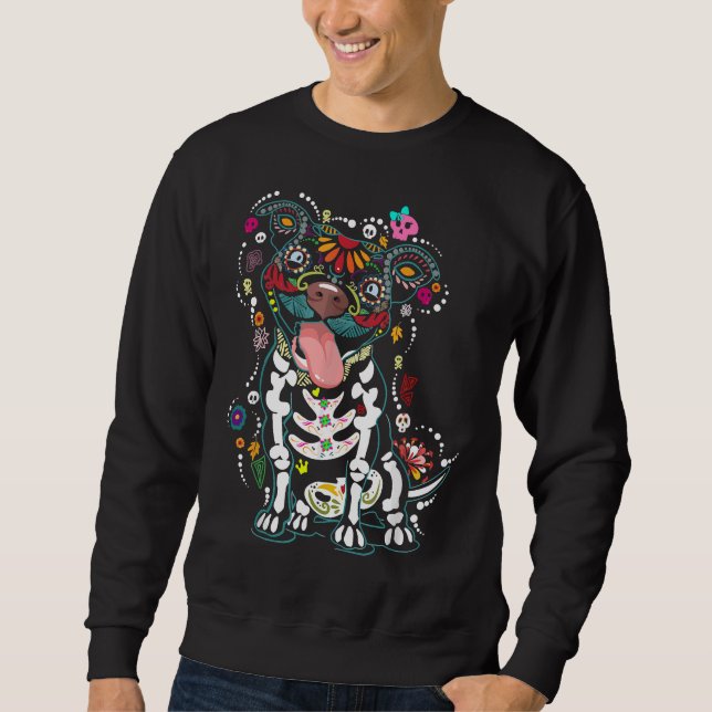 Sudadera Cráneo mexicano Pitbull Bone Gracioso Perro Lover  (Anverso)