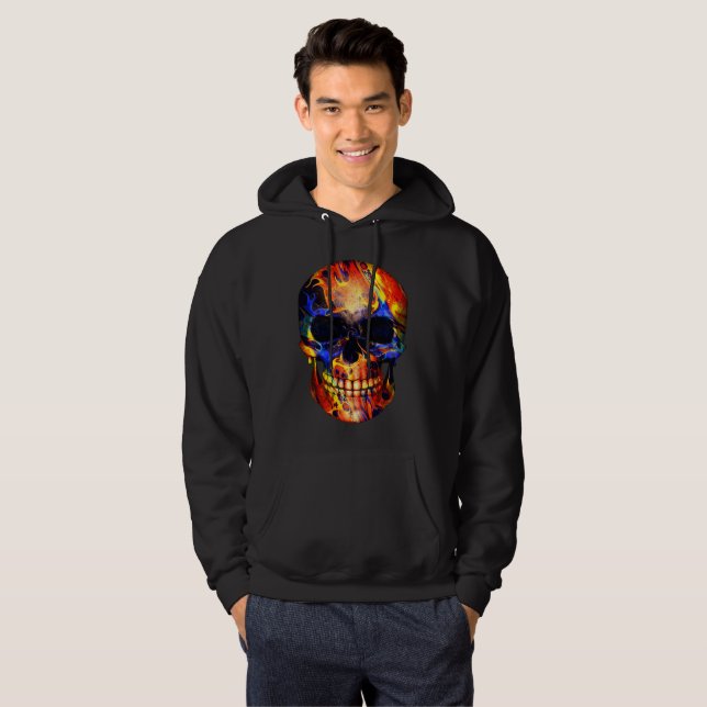SUDADERA CRÁNEO PINTURA NEÓN ABSTRACTO (Anverso completo)