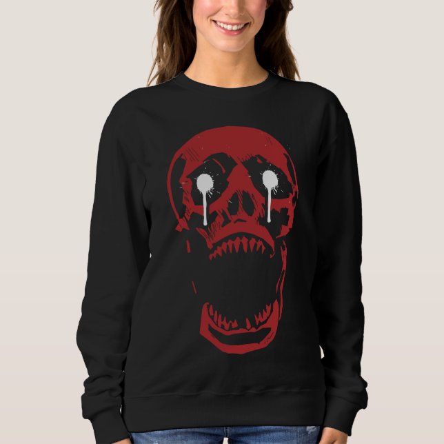 Sudadera Cráneo Rojo Goteante: Borde Gótico (Anverso)