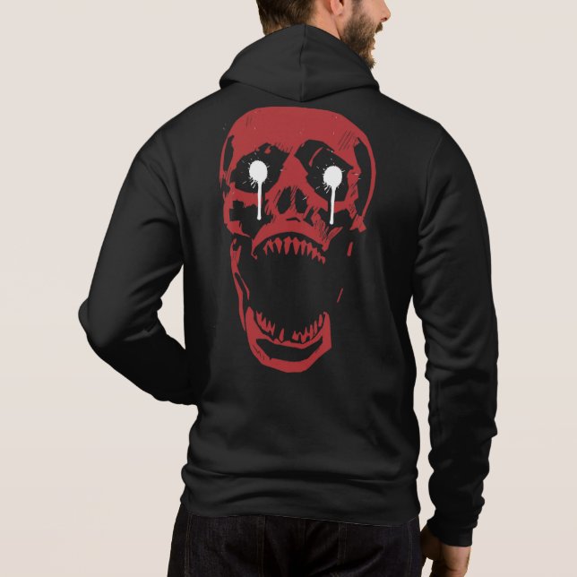 Sudadera Cráneo Rojo Goteante: Borde Gótico (Reverso)