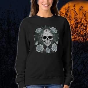Sudadera Cránulos negros de Halloween y Rosas asustados